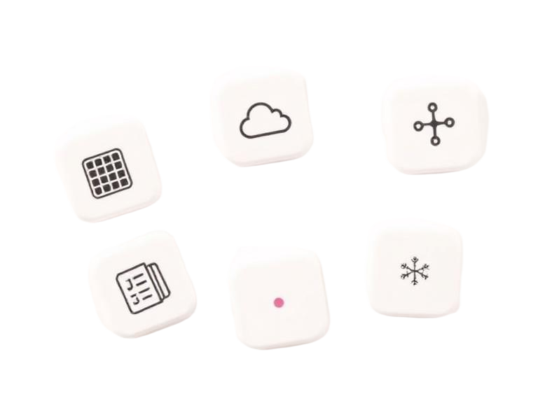 Floating tiles representing CRM, warehouse, and CSV data sources